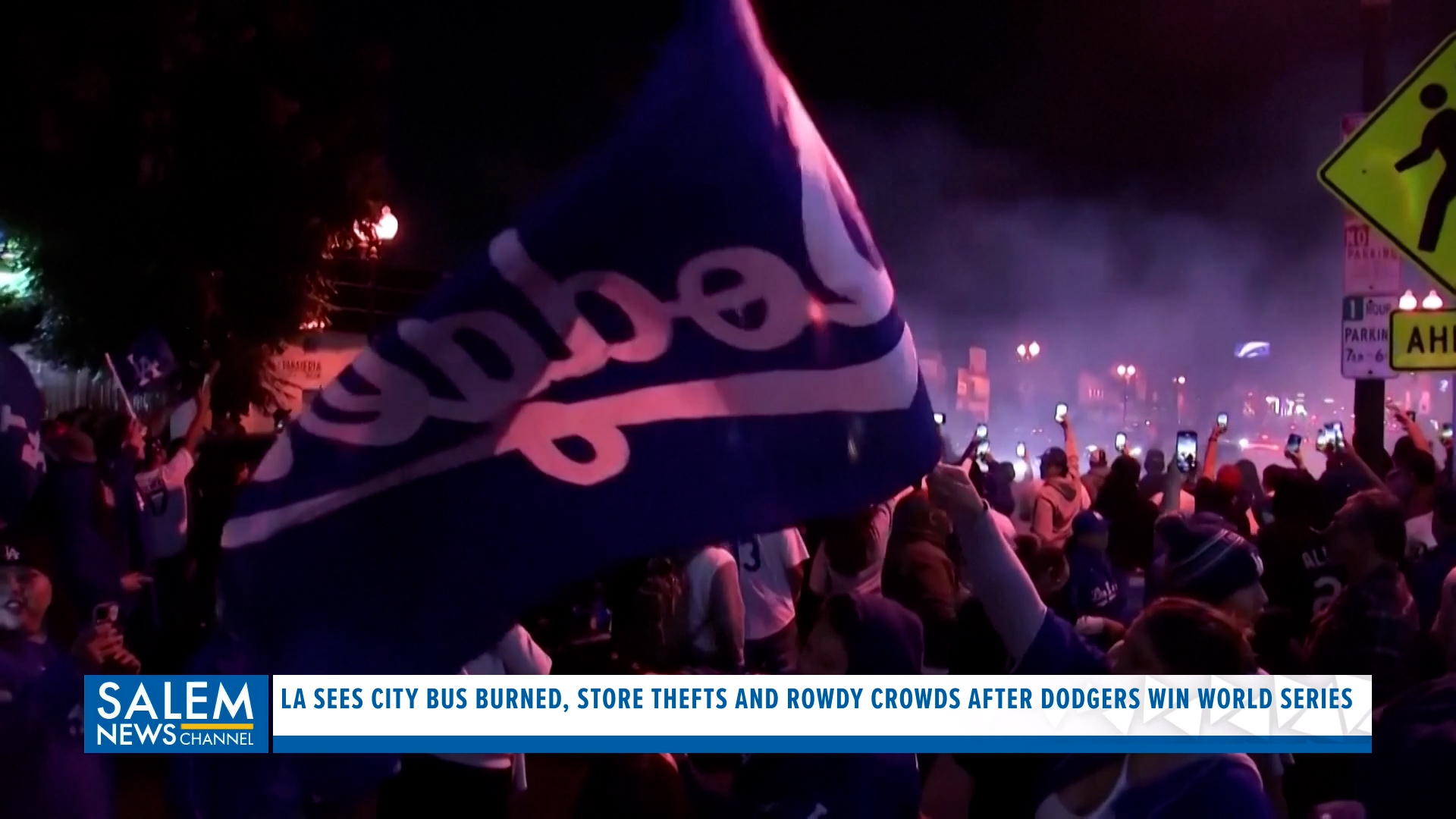 LA Sees City Bus Burned, Store Thefts And Rowdy Crowds After Dodgers ...