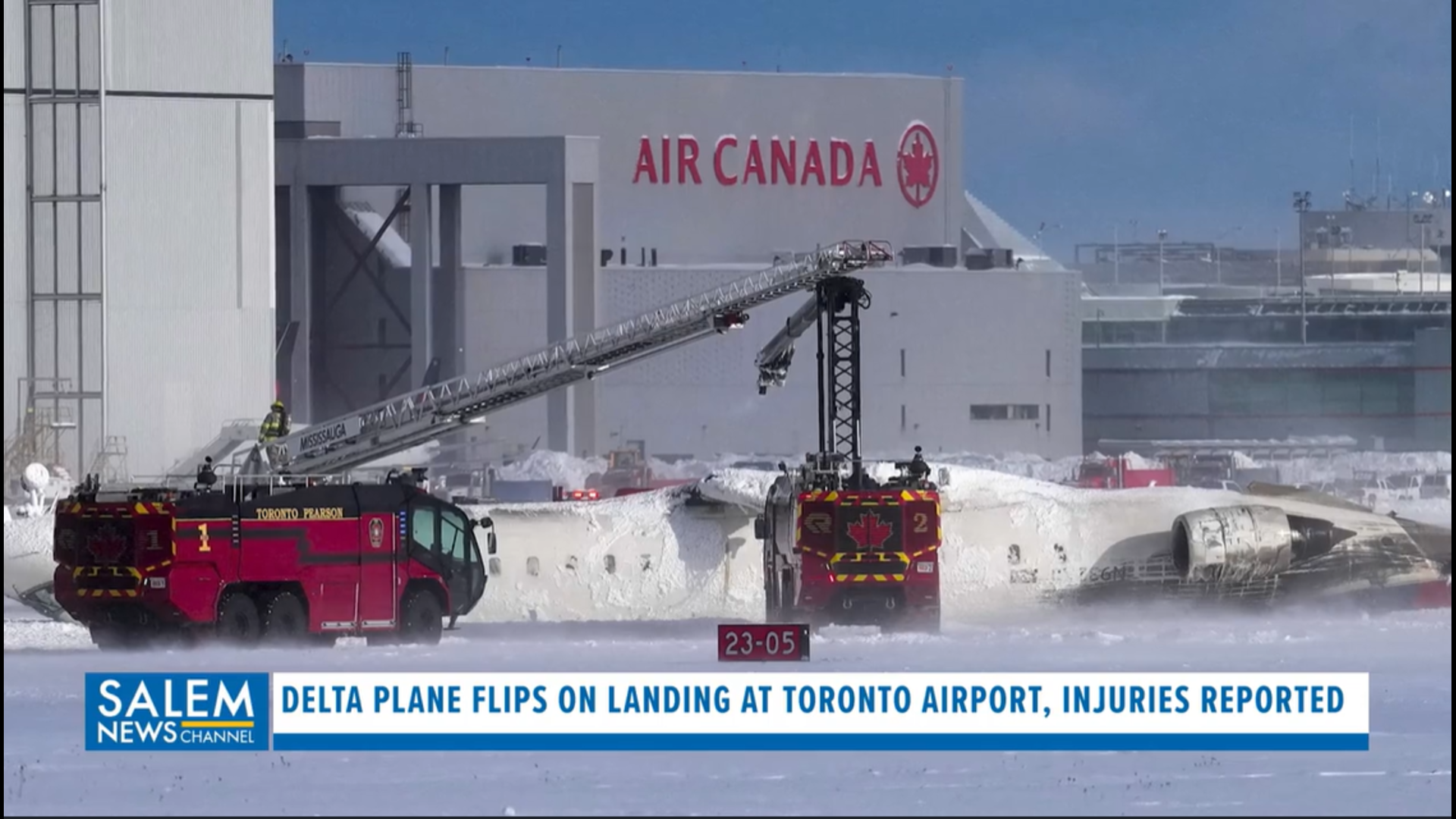 Delta flight flips over at Toronto airport.