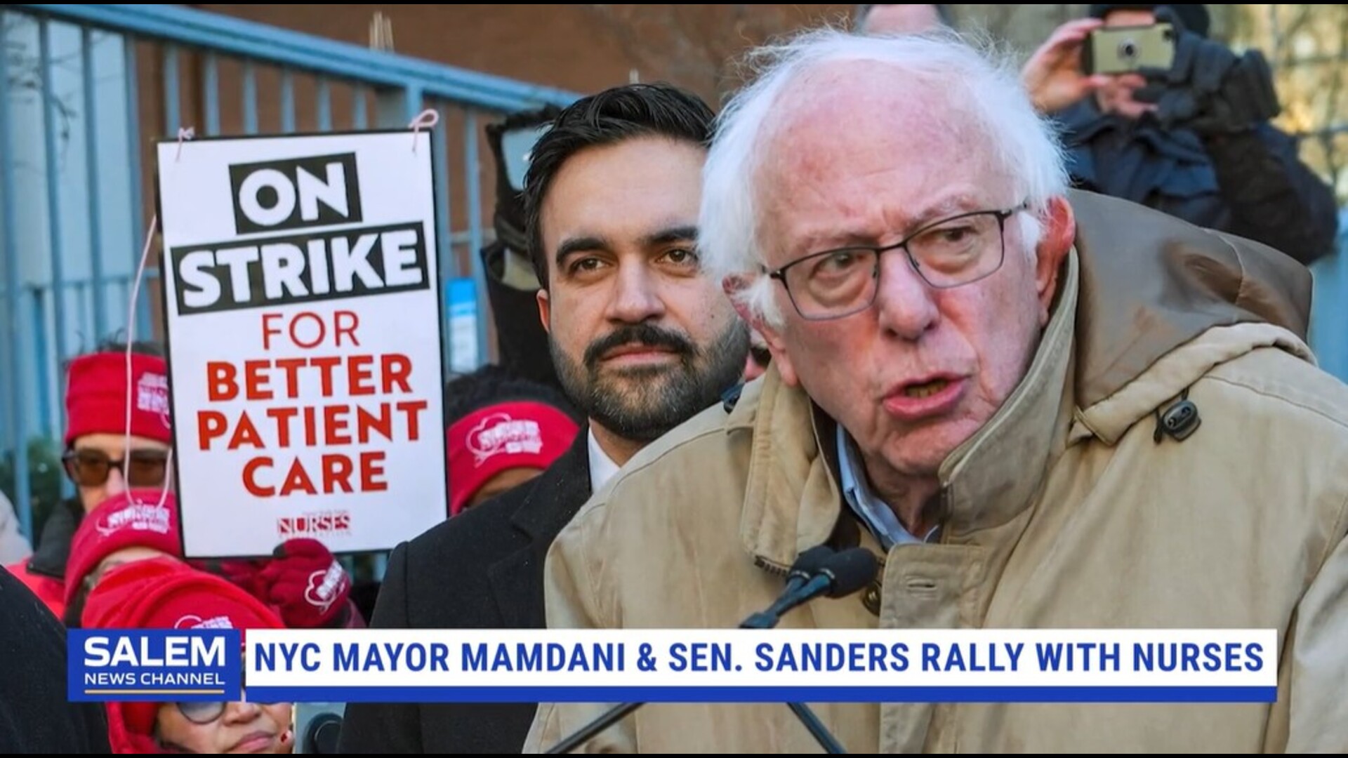 Mamdani and Sanders rally with nurses on strike in NYC