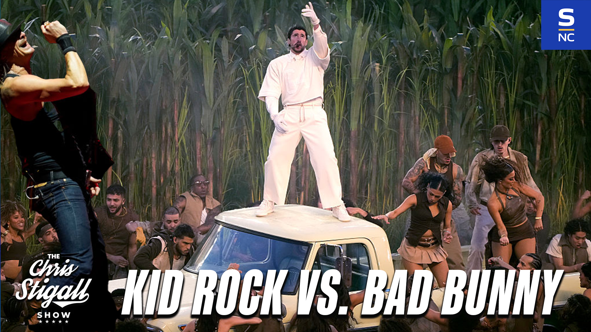 Bad Bunny & Kid Rock square off with competing Super Bowl halftime shows.