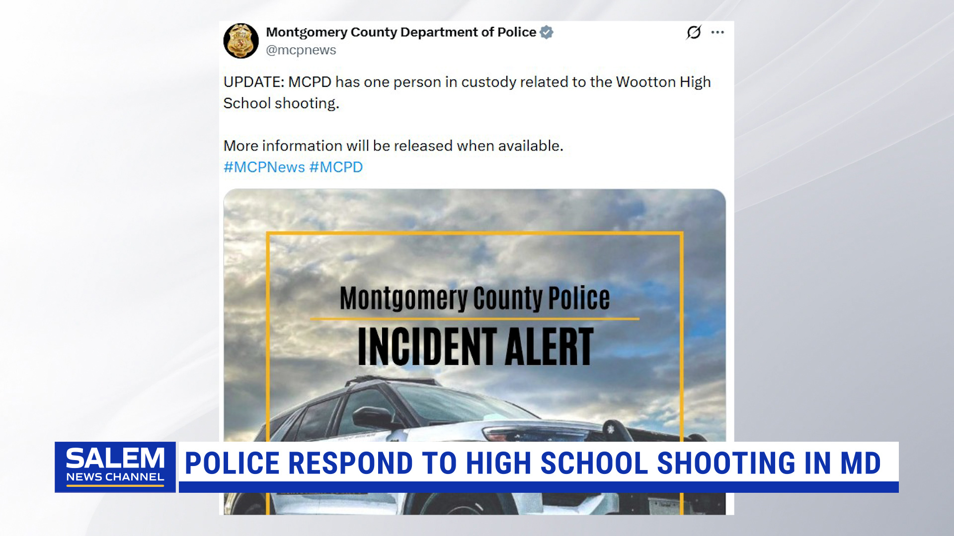 Police: 1 Injured, 1 In Custody After Maryland High School Shooting