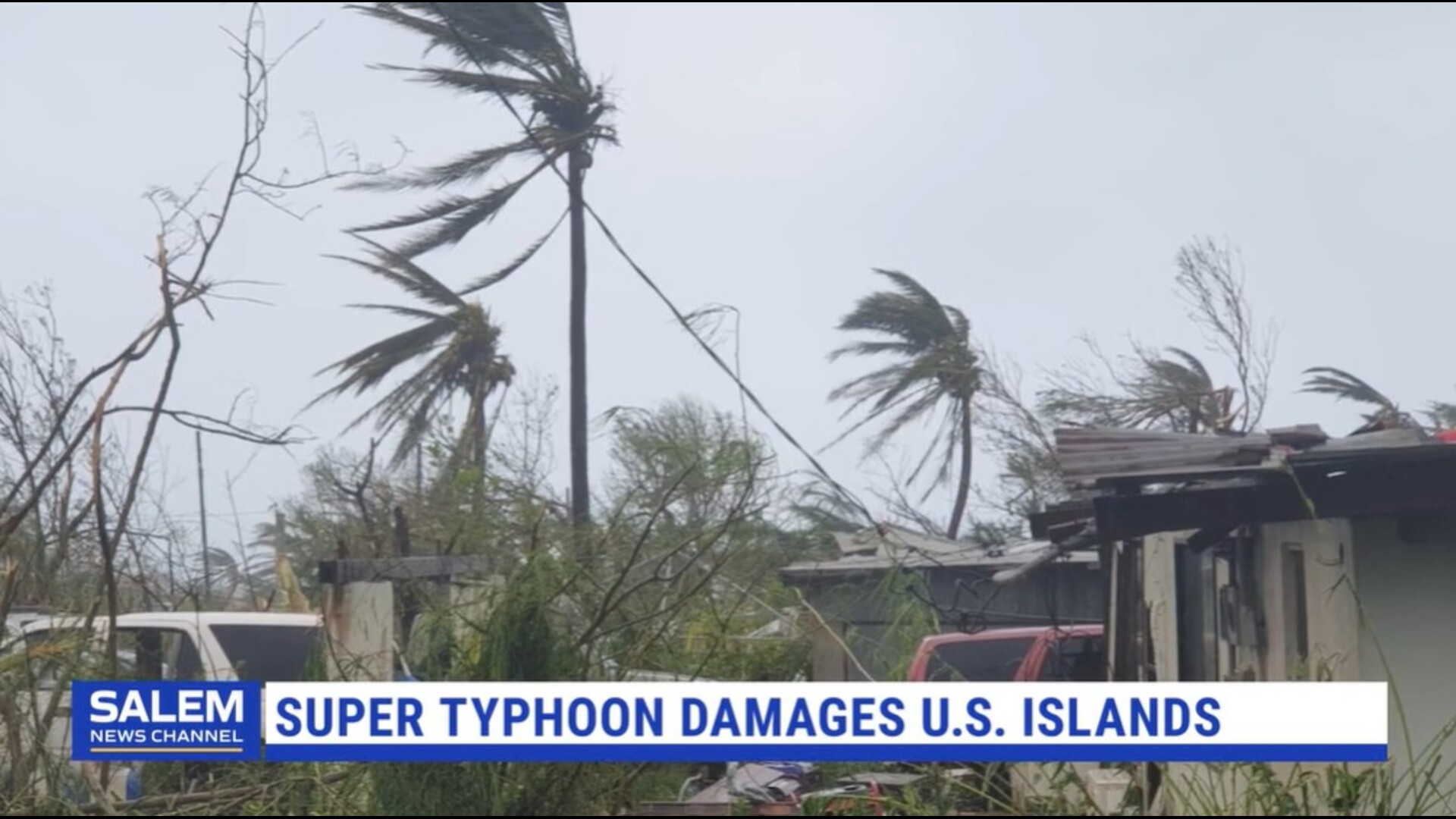 Super Typhoon Hits U.S. Islands In Pacific Ocean