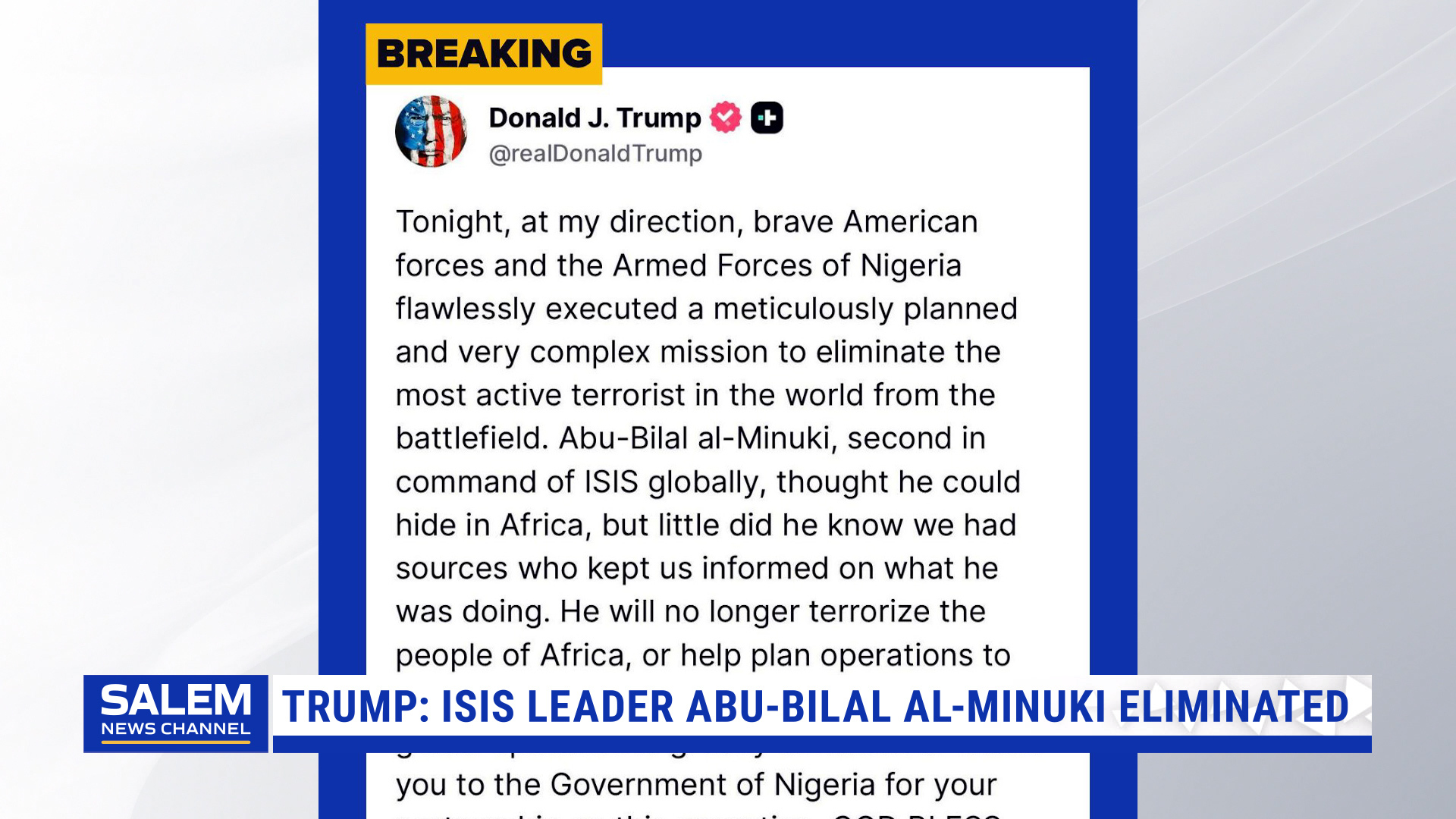 ISIS second-in-command Abu-Bilal al-Minuki eliminated