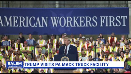Trump Visits PA Mack Truck Facility