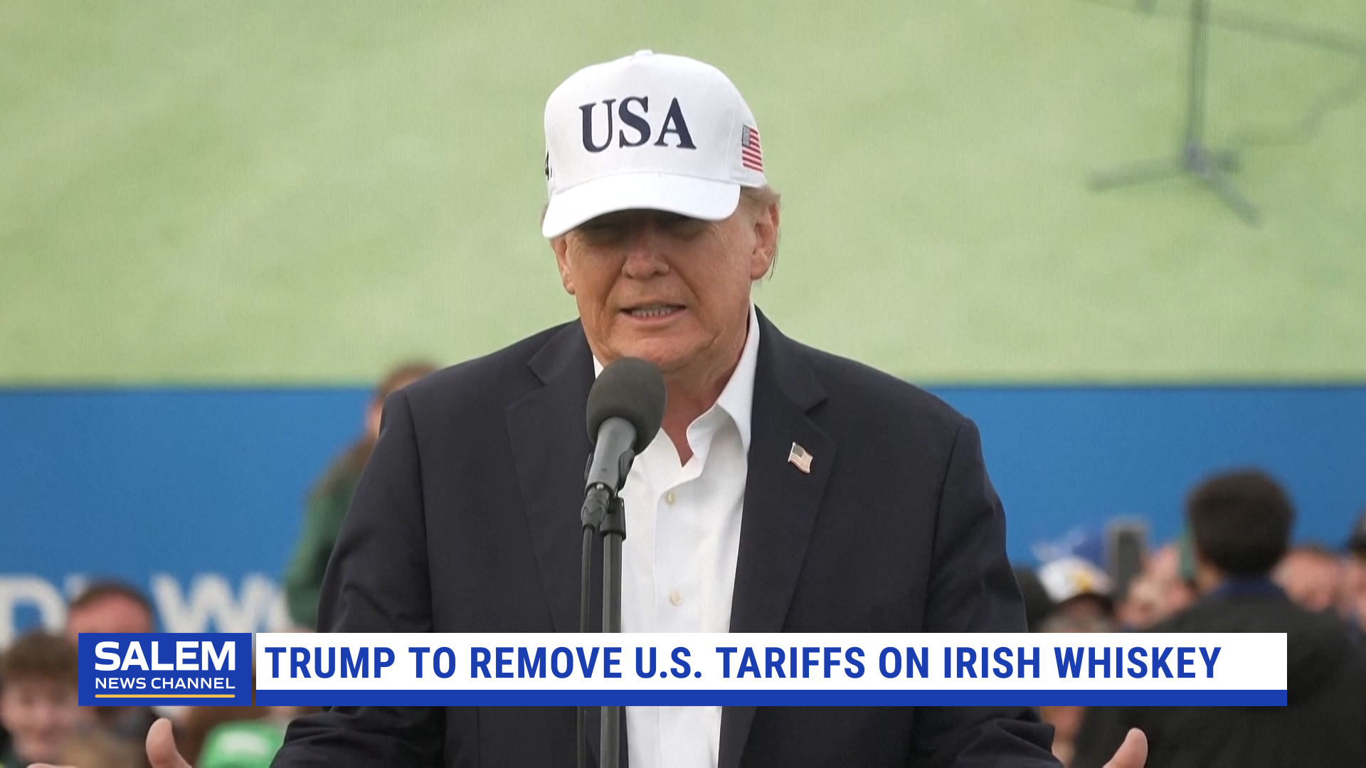 Trump Draws Cheers In Ireland After Announcing End to Irish Whiskey Tariff