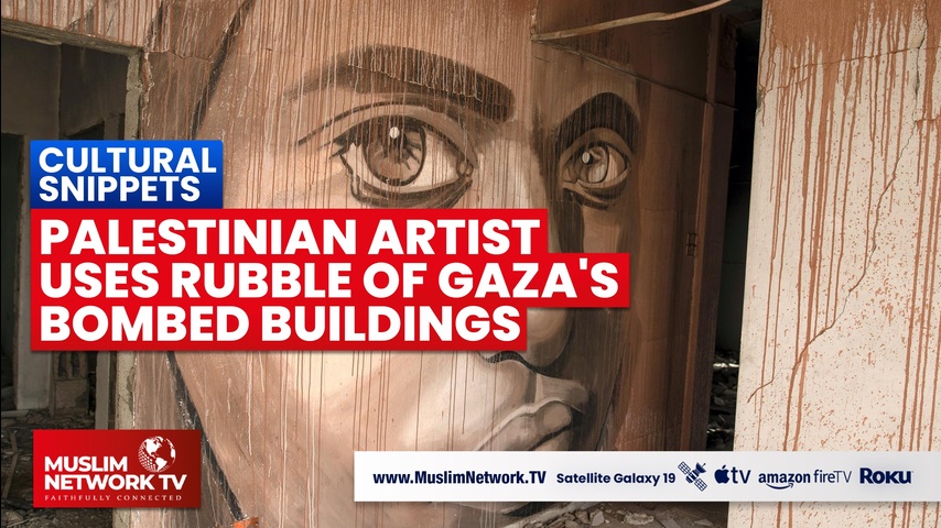 Palestinian Artist Uses Rubble of Gaza's Bombed Buildings